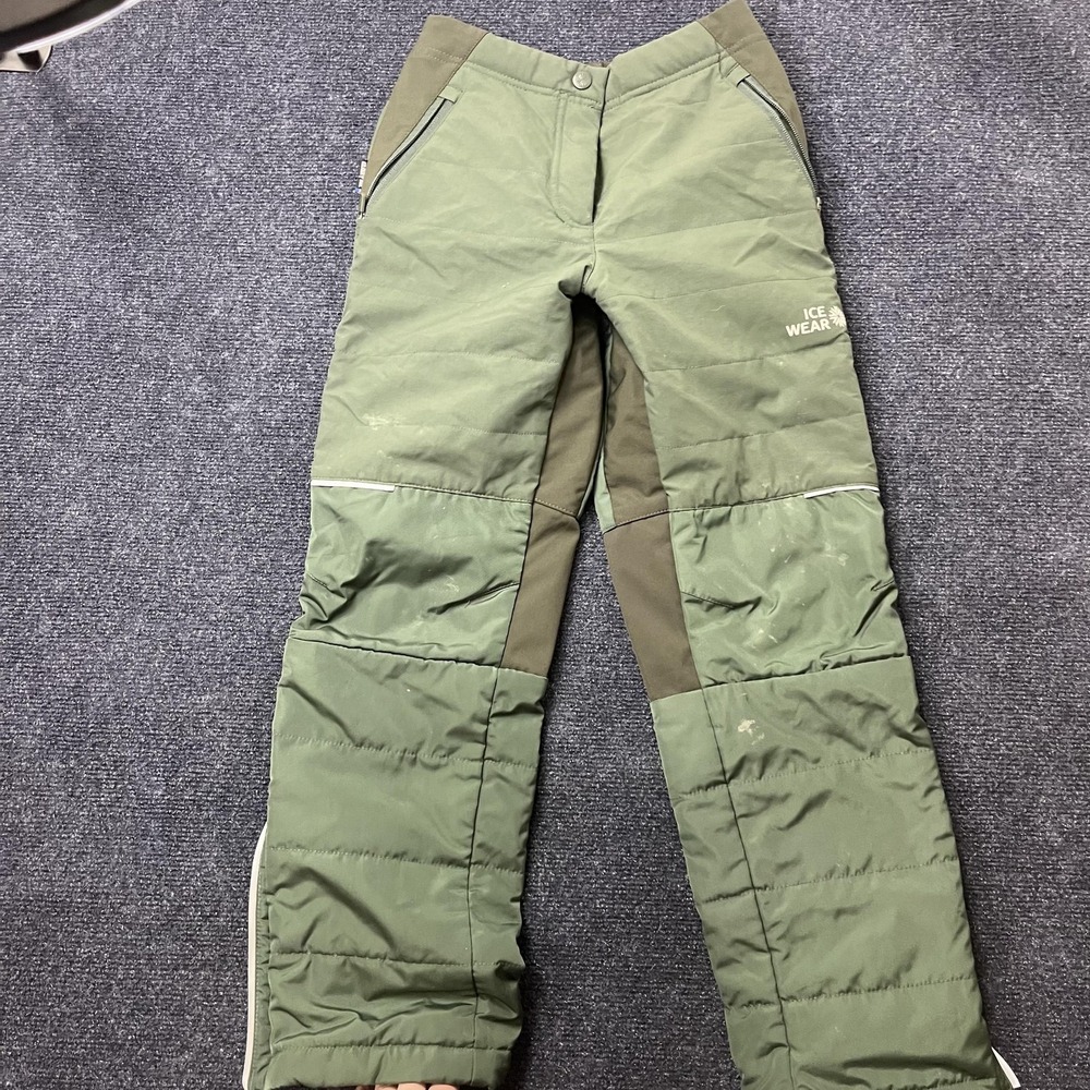 Icewear Ski Pants Youth 10/12 Green Icelandic Wool Insulated Snow‎ Colorblock